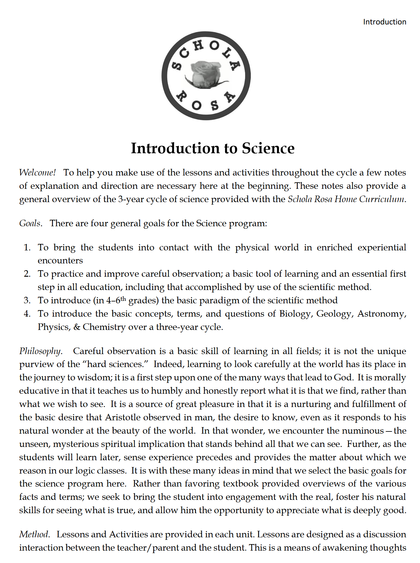 Science 4-6: Chemistry and Physics: Schola Rosa Cycle 3 Science 4-6: Chemistry and Physics: Schola Rosa Cycle 3