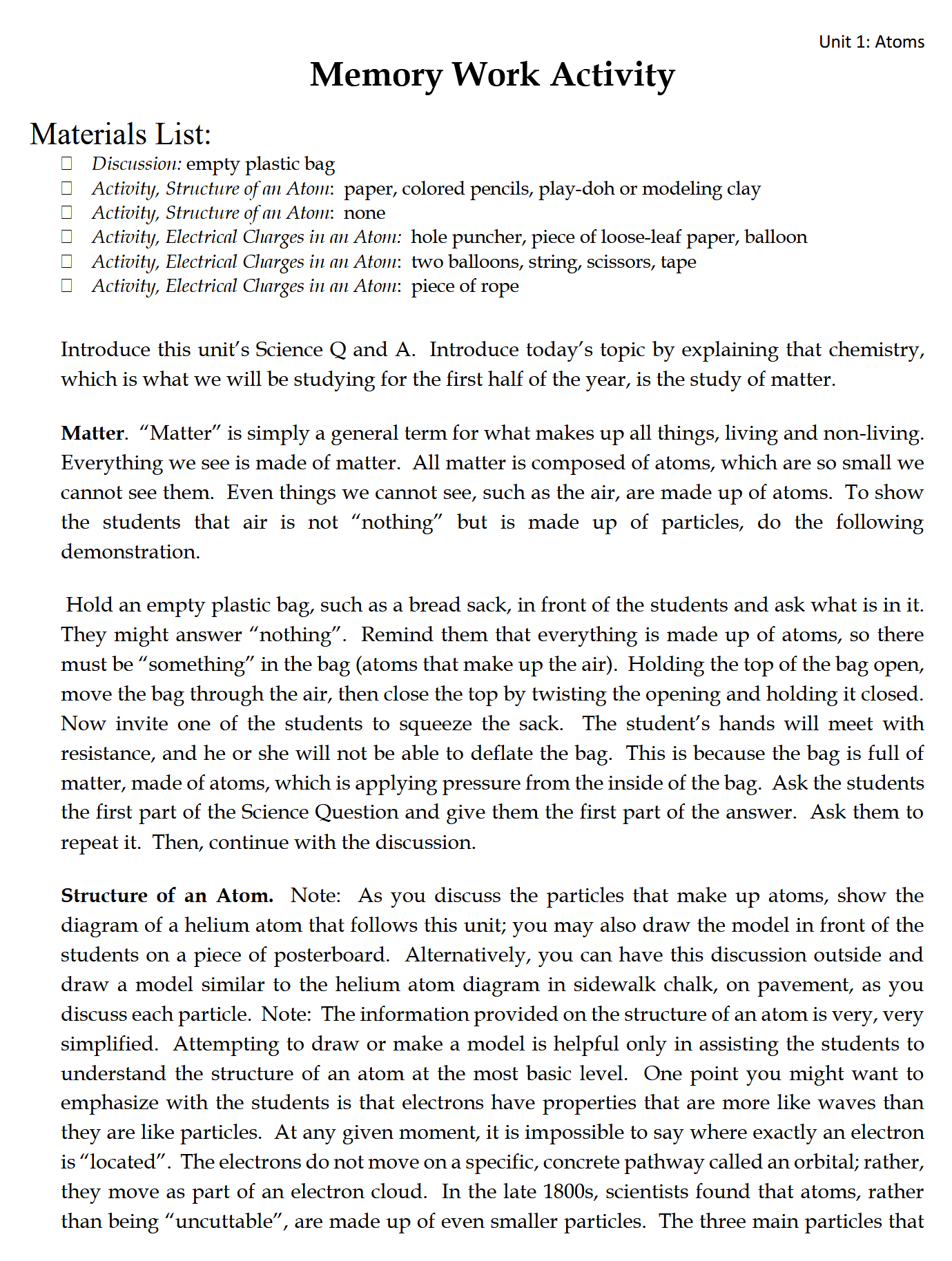 Science K-1: Chemistry and Physics: Schola Rosa Cycle 3 Science K-1: Chemistry and Physics: Schola Rosa Cycle 3