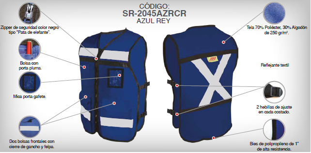 CHALECO RESCATISTA AZUL REY JYRSA TXL