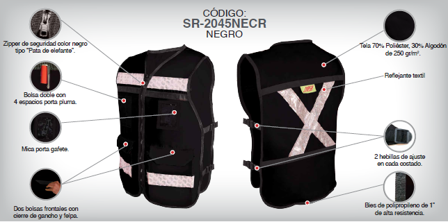 CHALECO RESCATISTA NEGRO JYRSA T/CHICO