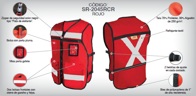 CHALECO RESCATISTA ROJO JYRSA T/CHICO