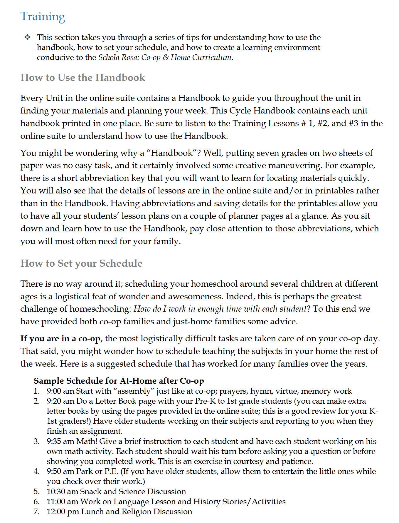 Schola Rosa Handbook (K-6th): Cycle 3 Schola Rosa Handbook (K-6th): Cycle 3