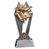 Sun Ray Resin Trophy-Lamp-Of-Knowledge-8in.