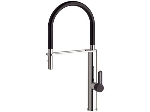 BATERIE BUCATARIE REMER, SR502 ELEGANT GOURMET BLACK MAT, cu teava flexibila