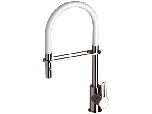 BATERIE BUCATARIE REMER, SR545 ELEGANT GOURMET WHITE MAT, cu teava flexibila