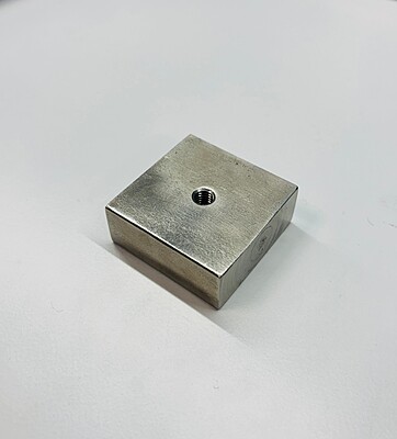 Sensor Mounting Pad, MOC: SS304 (Stainless Steel), Dimension: 40 x 40 x 16 in mm, M8 x 1.25 thread tap across depth