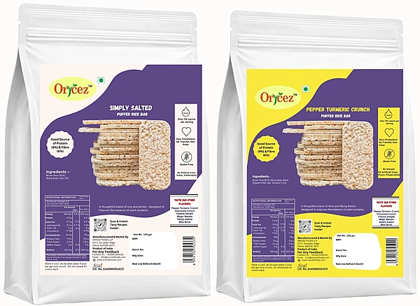 Combo Pack Of Simply Salted & Pepper Turmeric Puffed Rice Bar