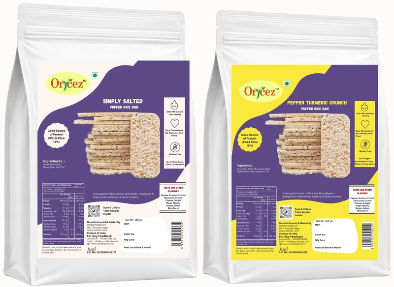 Combo Pack Of Simply Salted & Pepper Turmeric Puffed Rice Bar