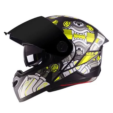 STEELBIRD SBA-8 ISS DIZIMON MATT BLACK/NEON C/V 580 MM WITH EXTRA SMOKE VISOR