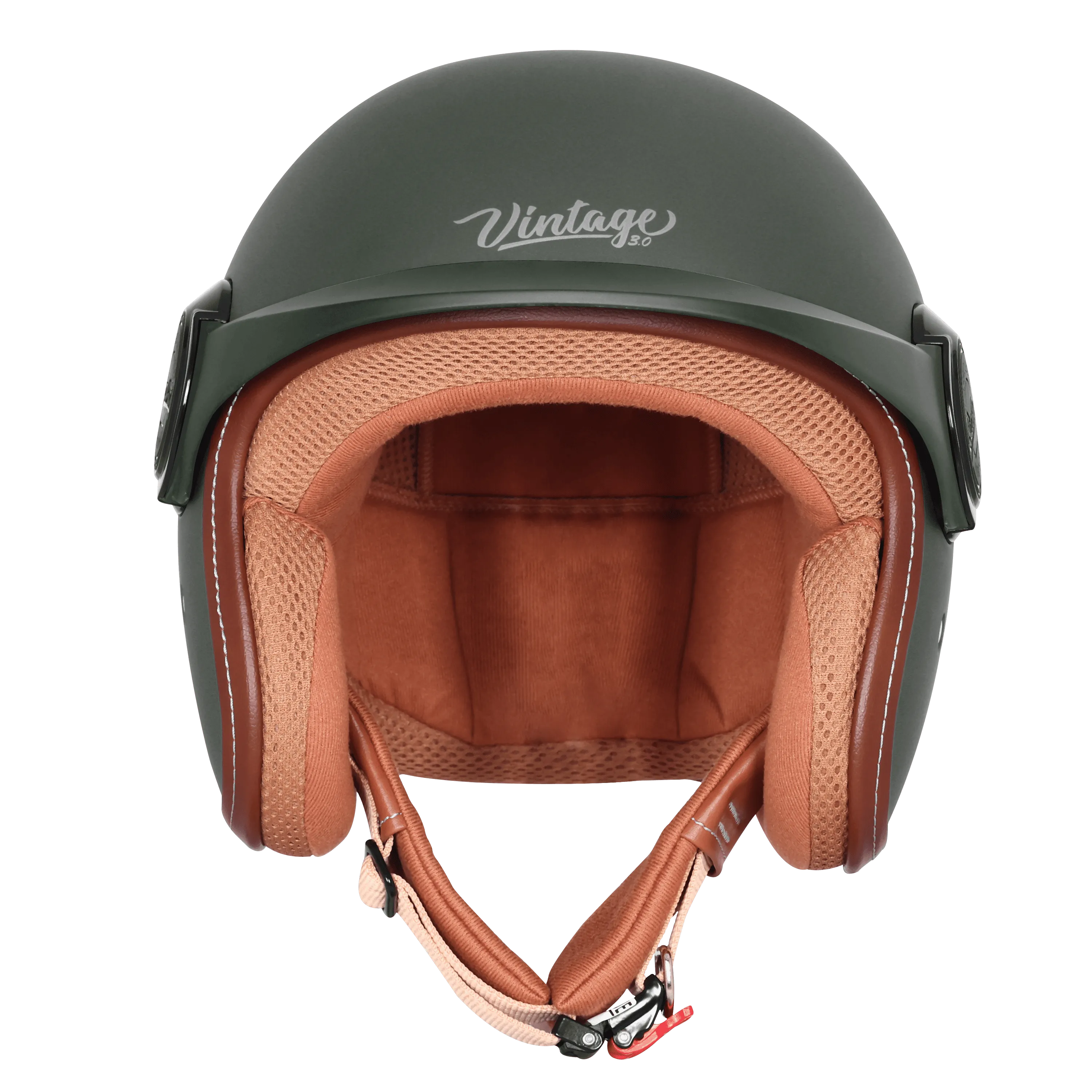 STEELBIRD SBH-65 VINTAGE DOT 3.0 MATT BATTLE GREEN C/V 600 MM WITH EXTRA BLACK PEAK WITH BIEGE INTERIOR STEELBIRD SBH-65 VINTAGE DOT 3.0 MATT BATTLE GREEN C/V 600 MM WITH EXTRA BLACK PEAK WITH BIEGE INTERIOR