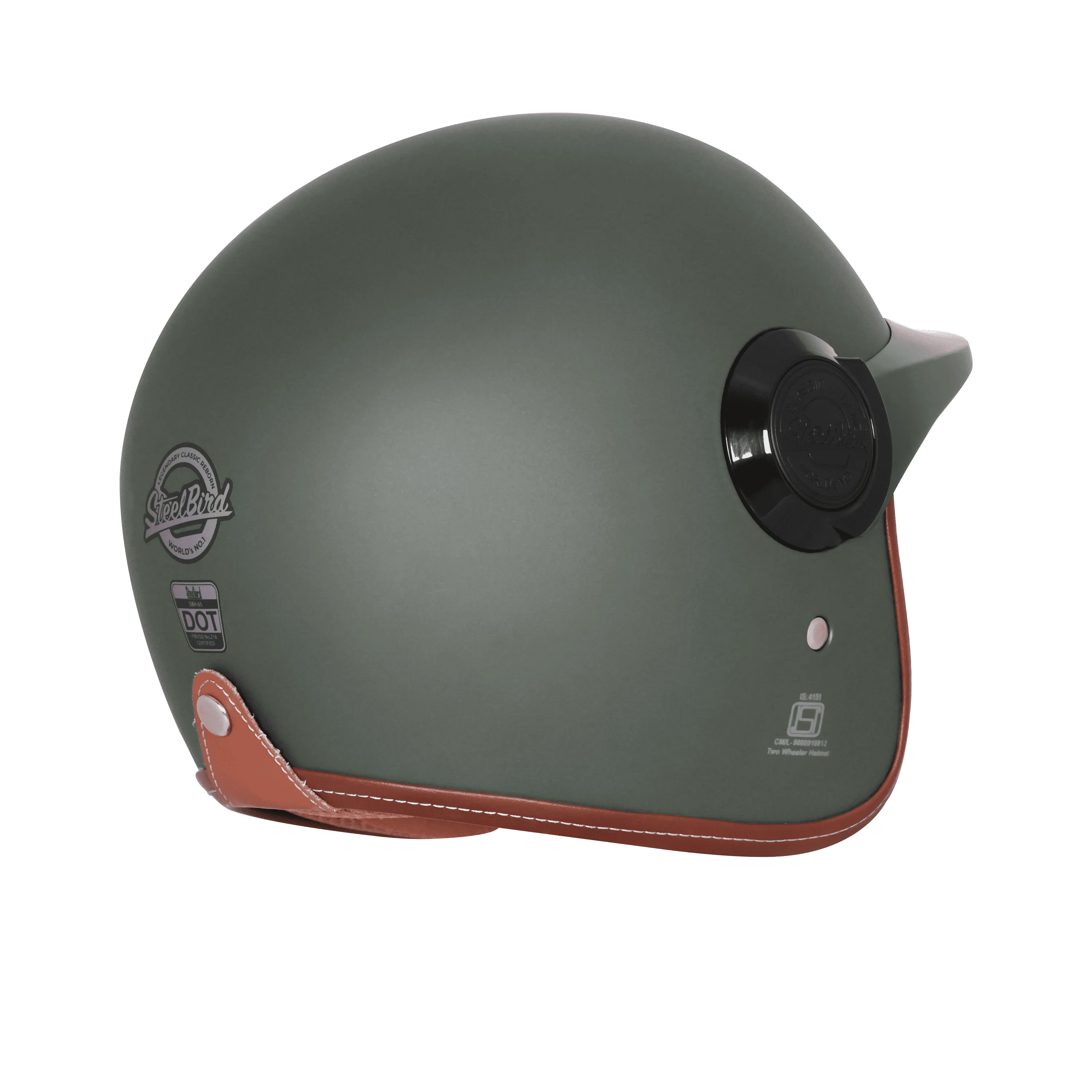 STEELBIRD SBH-65 VINTAGE DOT 3.0 MATT BATTLE GREEN C/V 600 MM WITH EXTRA BLACK PEAK WITH BIEGE INTERIOR STEELBIRD SBH-65 VINTAGE DOT 3.0 MATT BATTLE GREEN C/V 600 MM WITH EXTRA BLACK PEAK WITH BIEGE INTERIOR