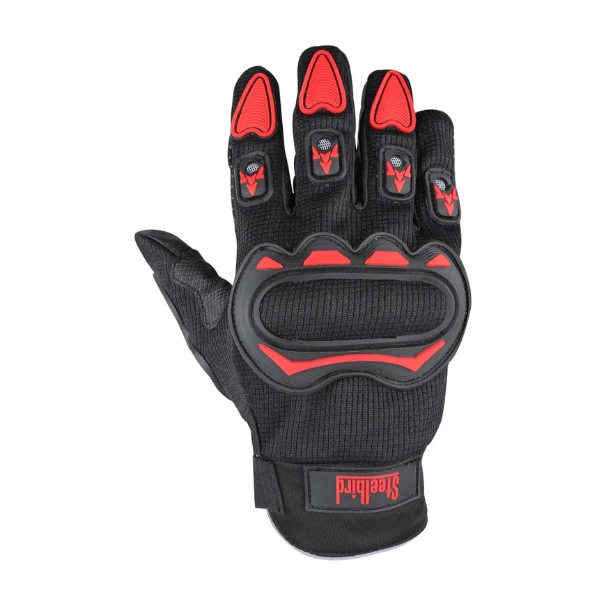STEELBIRD GLOVES F/F BLACK/RED (M) STEELBIRD GLOVES F/F BLACK/RED (M)