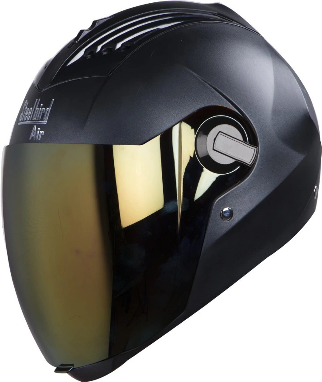 STEELBIRD SBA-2 MAT BLACK C/V (L) + EXTRA GOLD VISOR