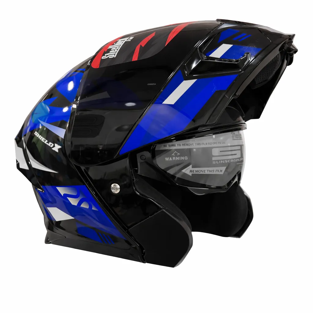 STEELBIRD SBA-20 ISS SHIELD X GLOSSY BLACK/BLUE C/V 600 MM