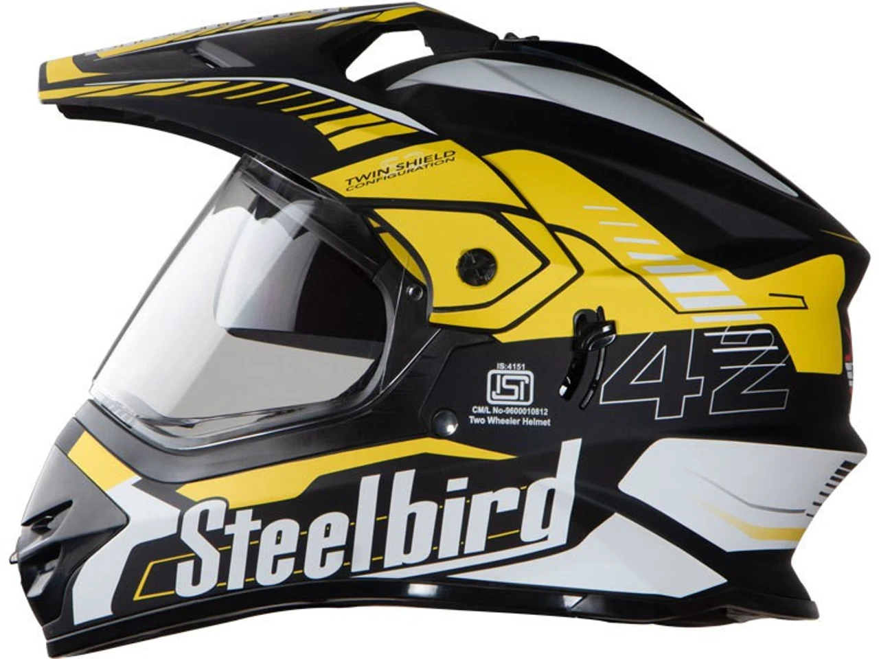 STEELBIRD SBH-13 AIRBORNE MATT BLACK/YELLOW+P-CAP C/V (L) STEELBIRD SBH-13 AIRBORNE MATT BLACK/YELLOW+P-CAP C/V (L)