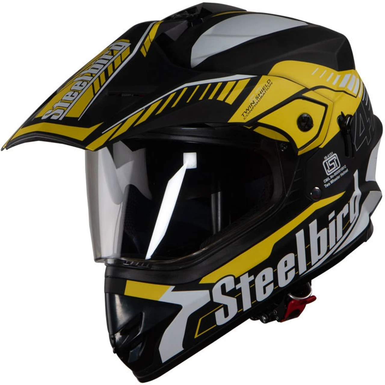 STEELBIRD SBH-13 AIRBORNE MATT BLACK/YELLOW+P-CAP C/V (L)