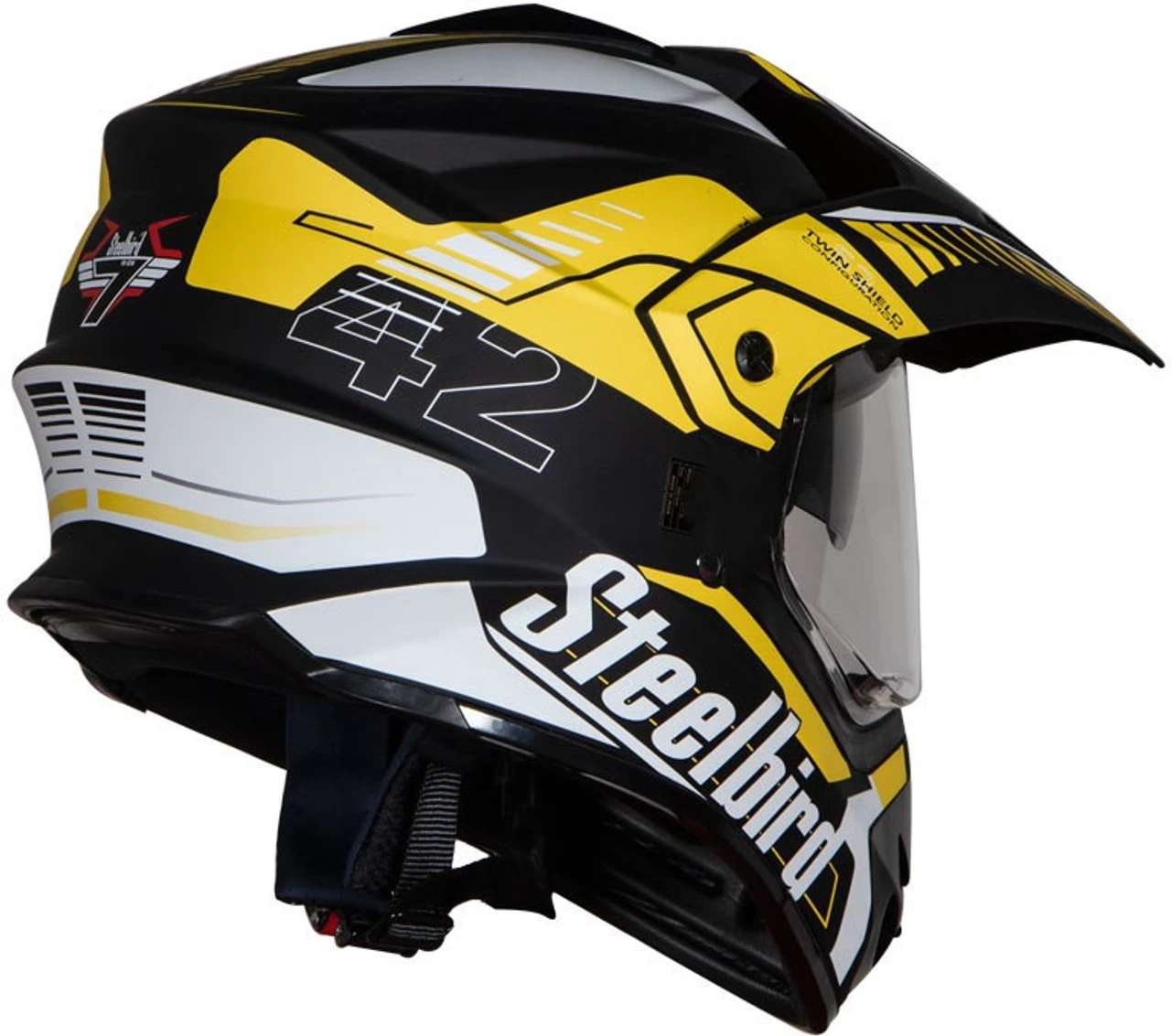 STEELBIRD SBH-13 AIRBORNE MATT BLACK/YELLOW+P-CAP C/V (L) STEELBIRD SBH-13 AIRBORNE MATT BLACK/YELLOW+P-CAP C/V (L)