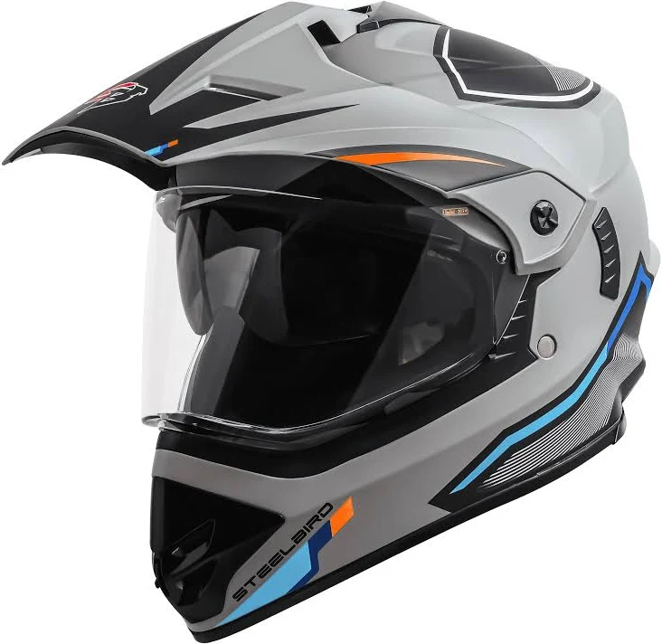STEELBIRD SBH-13 ISS RACER MATT TITANIUM GREY/ORANGE C/V 600 MM