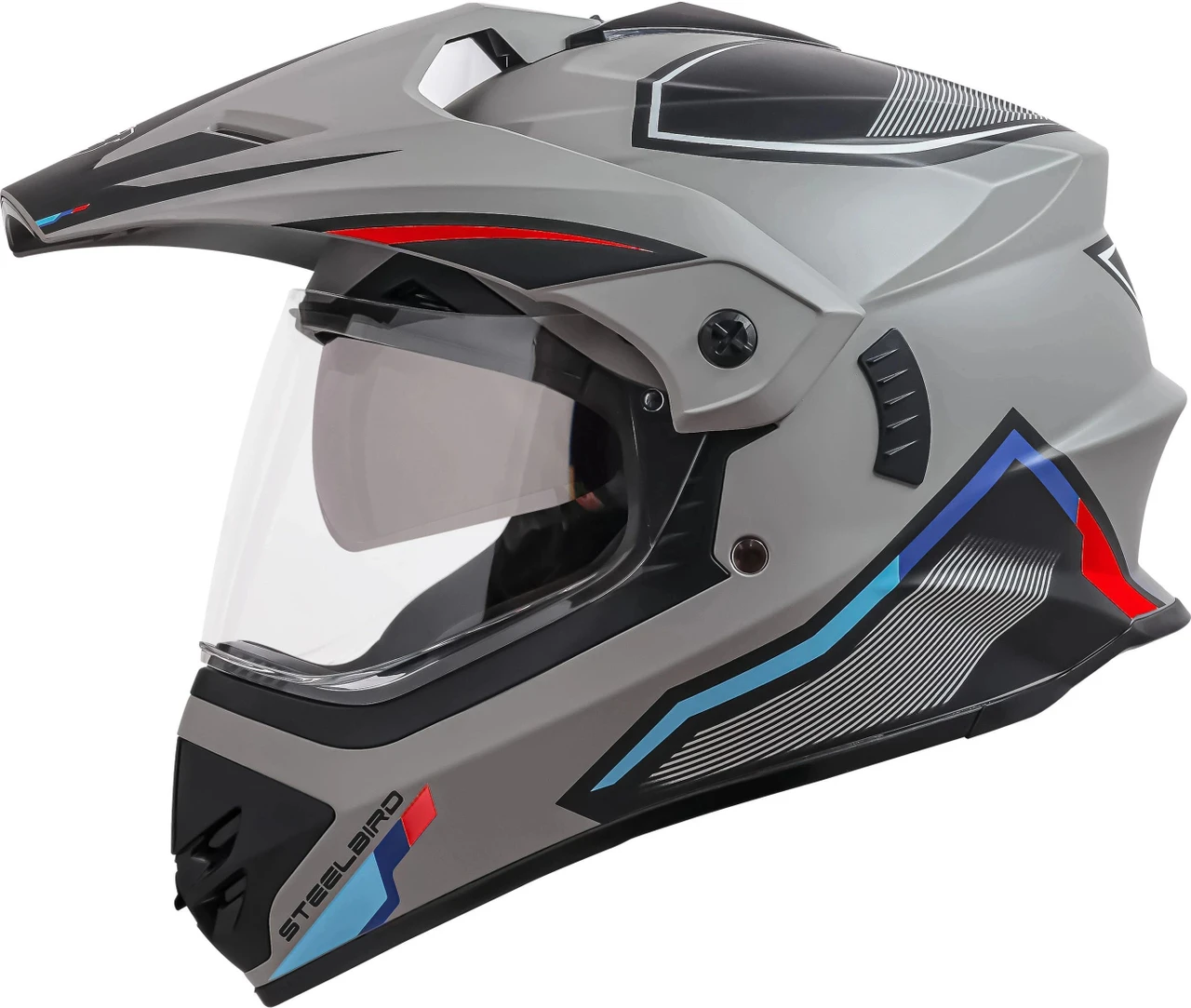 STEELBIRD SBH-13 ISS RACER MATT TITANIUM GREY/RED C/V 600 MM