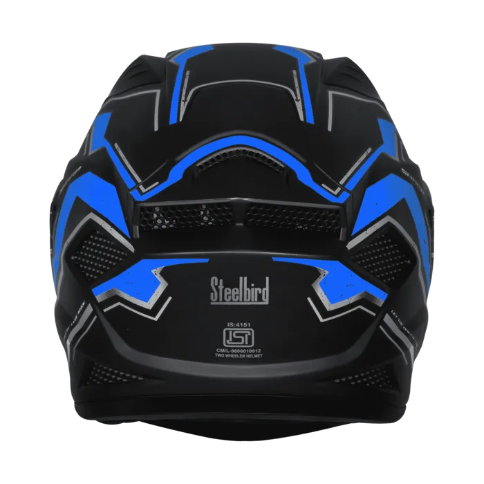 STEELBIRD SBH-25 SHARP ISS SPIRIT GLOSSY BLACK/BLUE C/V 600 MM