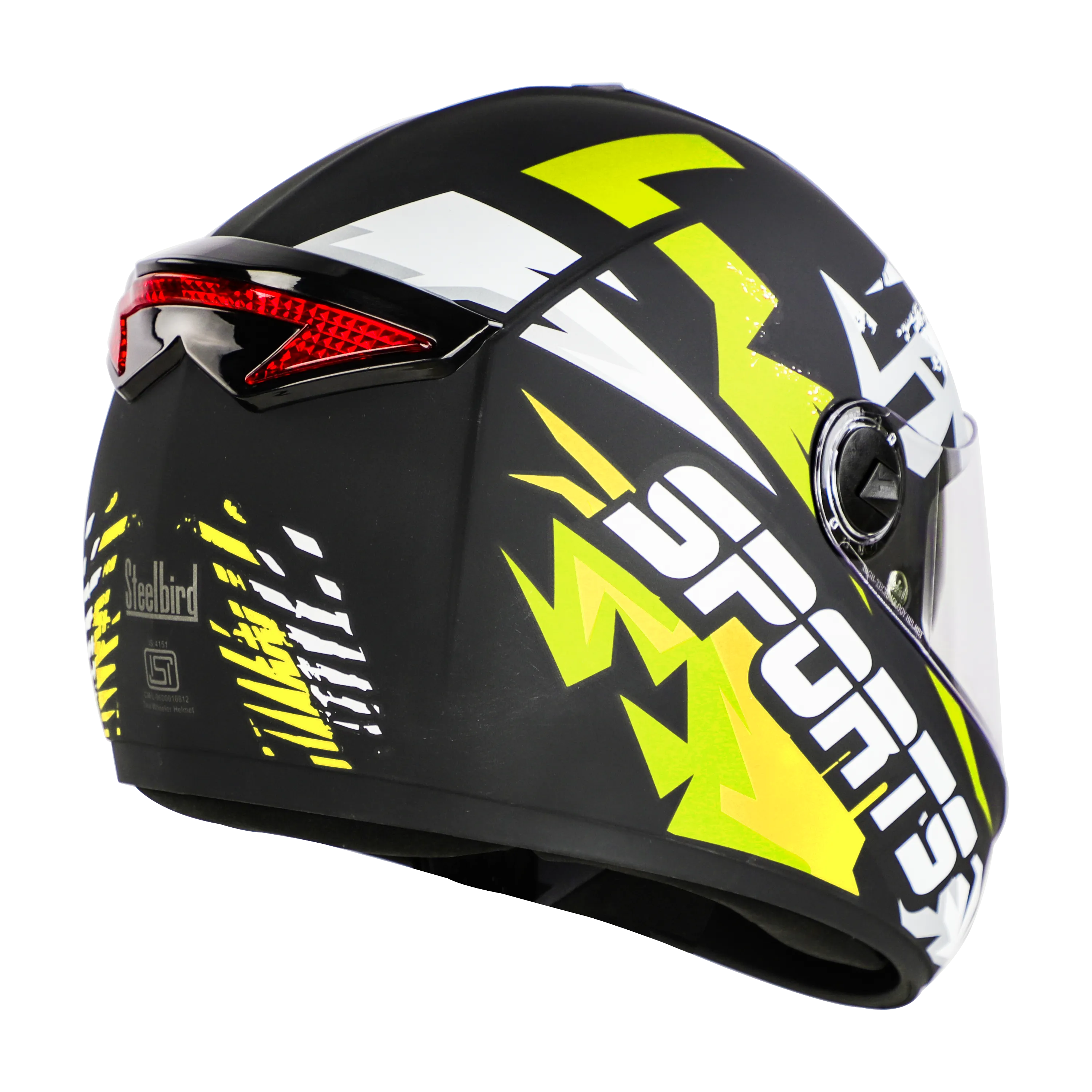 STEELBIRD SBH-34 ROX ISS R SPORTS MATT BLACK/NEON C/V 600 MM (L)