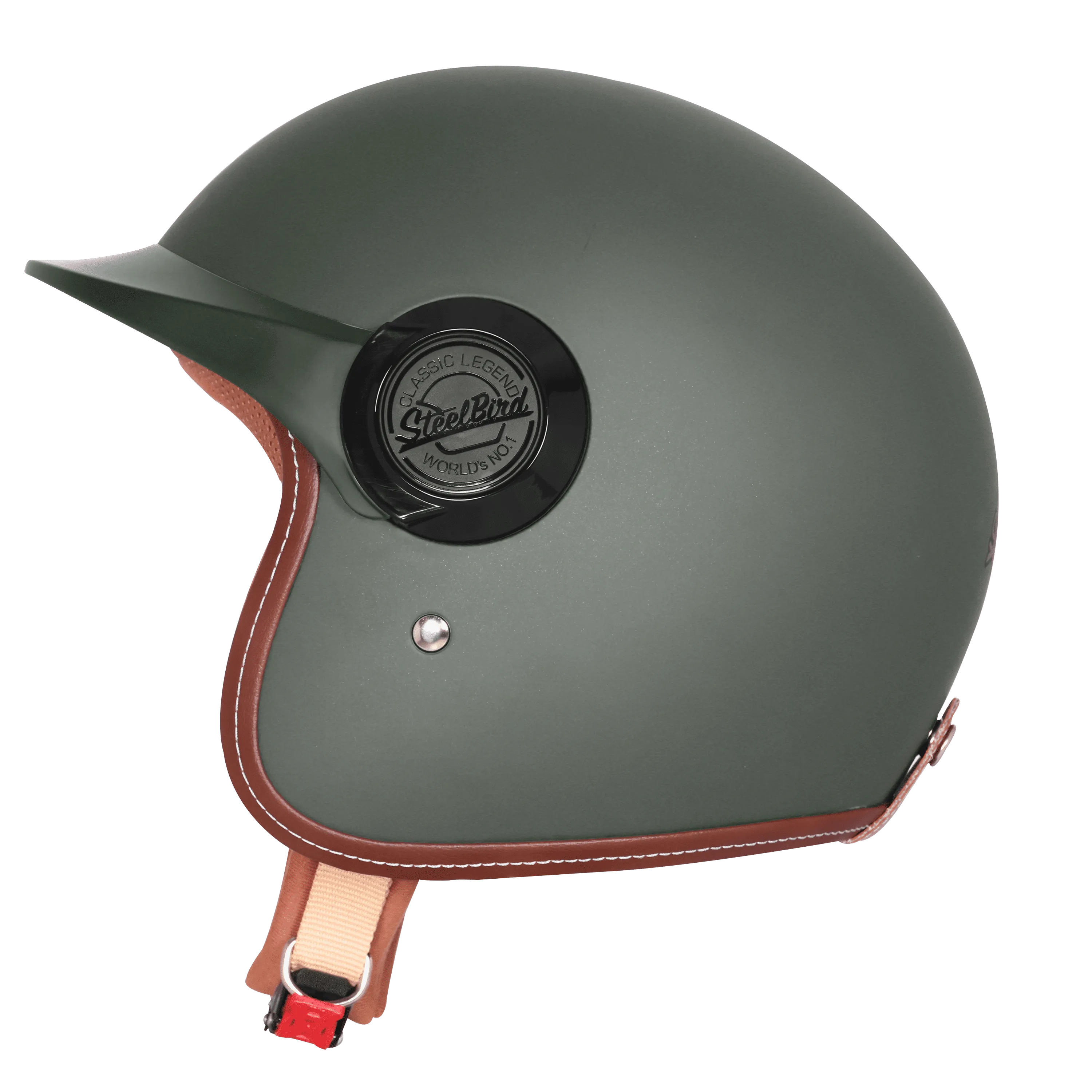 STEELBIRD SBH-65 VINTAGE DOT 3.0 MATT BATTLE GREEN C/V 600 MM WITH EXTRA BLACK PEAK WITH BIEGE INTERIOR STEELBIRD SBH-65 VINTAGE DOT 3.0 MATT BATTLE GREEN C/V 600 MM WITH EXTRA BLACK PEAK WITH BIEGE INTERIOR