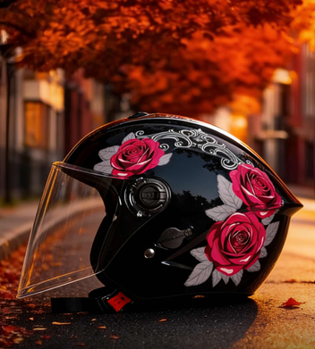 STEELBIRD SBH-80 FAIRY FR1 GLOSSY BLACK/PINK ROSE C/V (L) STEELBIRD SBH-80 FAIRY FR1 GLOSSY BLACK/PINK ROSE C/V (L)
