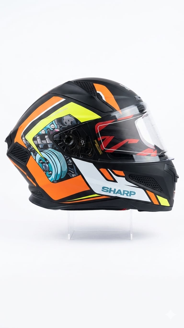 STEELBIRD SBH-25 SHARP ISS SPIKY MATT BLACK/ORANGE C/V 600 MM STEELBIRD SBH-25 SHARP ISS SPIKY MATT BLACK/ORANGE C/V 600 MM