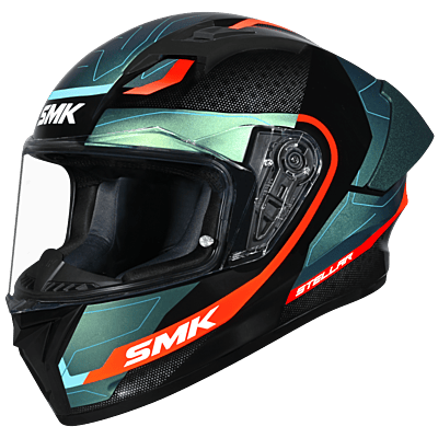 SMK STELLAR GL257C GLOSSY BLACK BLUE/ORANGE D/V (XL)