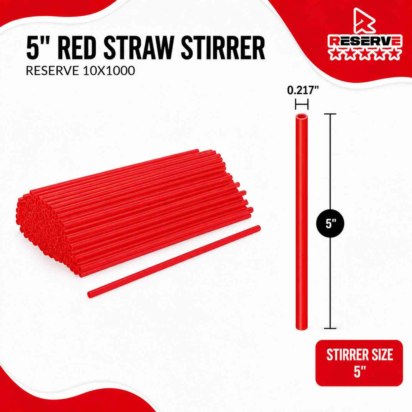 STIRRER 5” STRAW RED RESERVE 10/1000..