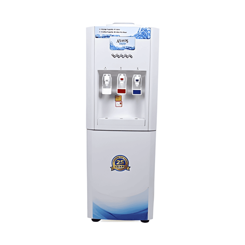 Floor standing Atlantis Super water dispenser featuring a high-performance RO kit.