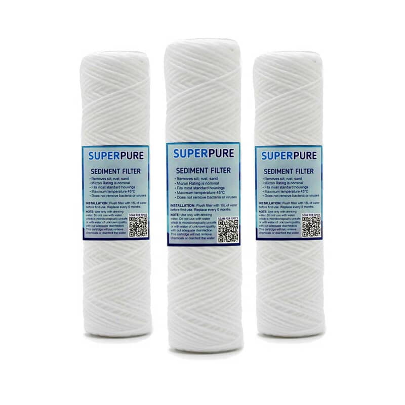 10 inch String Wound Sediment Filter - 5 Micron (3 Pack)