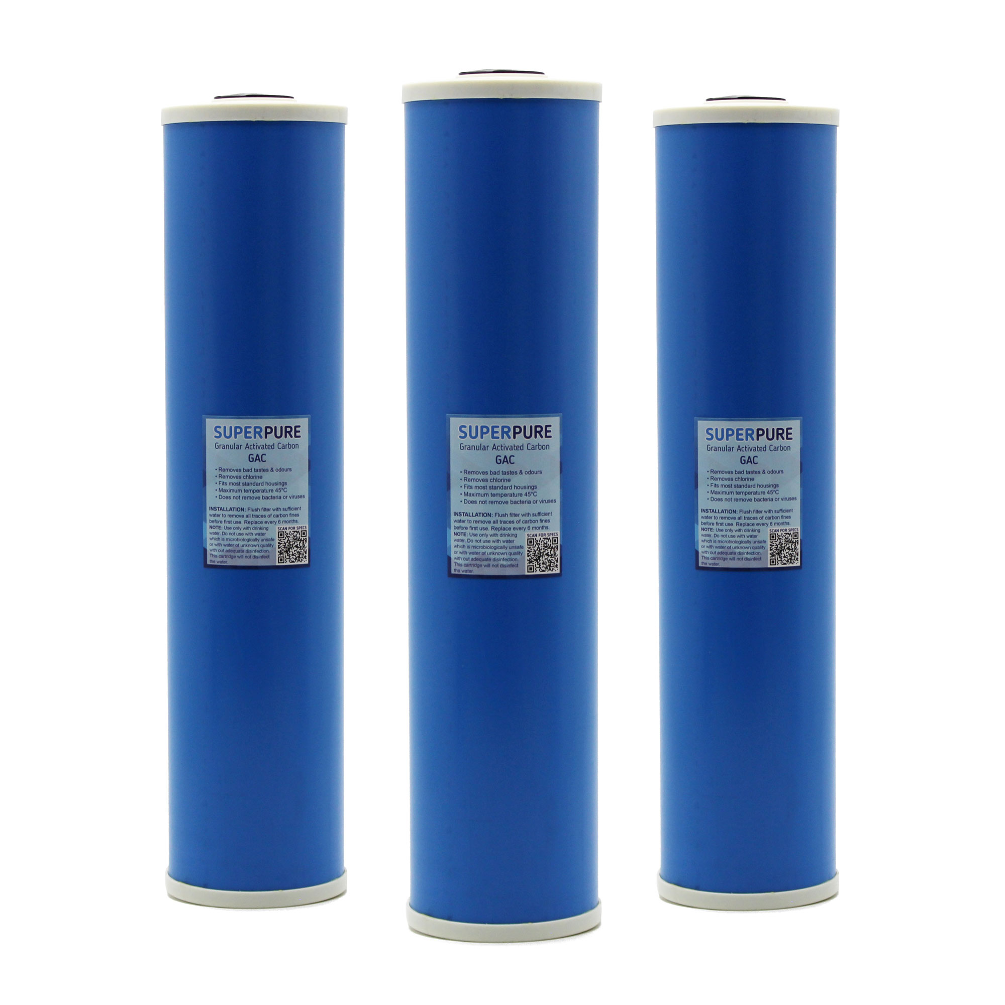 20 inch Big Blue Granular Activated Carbon Filter (3 Pack)