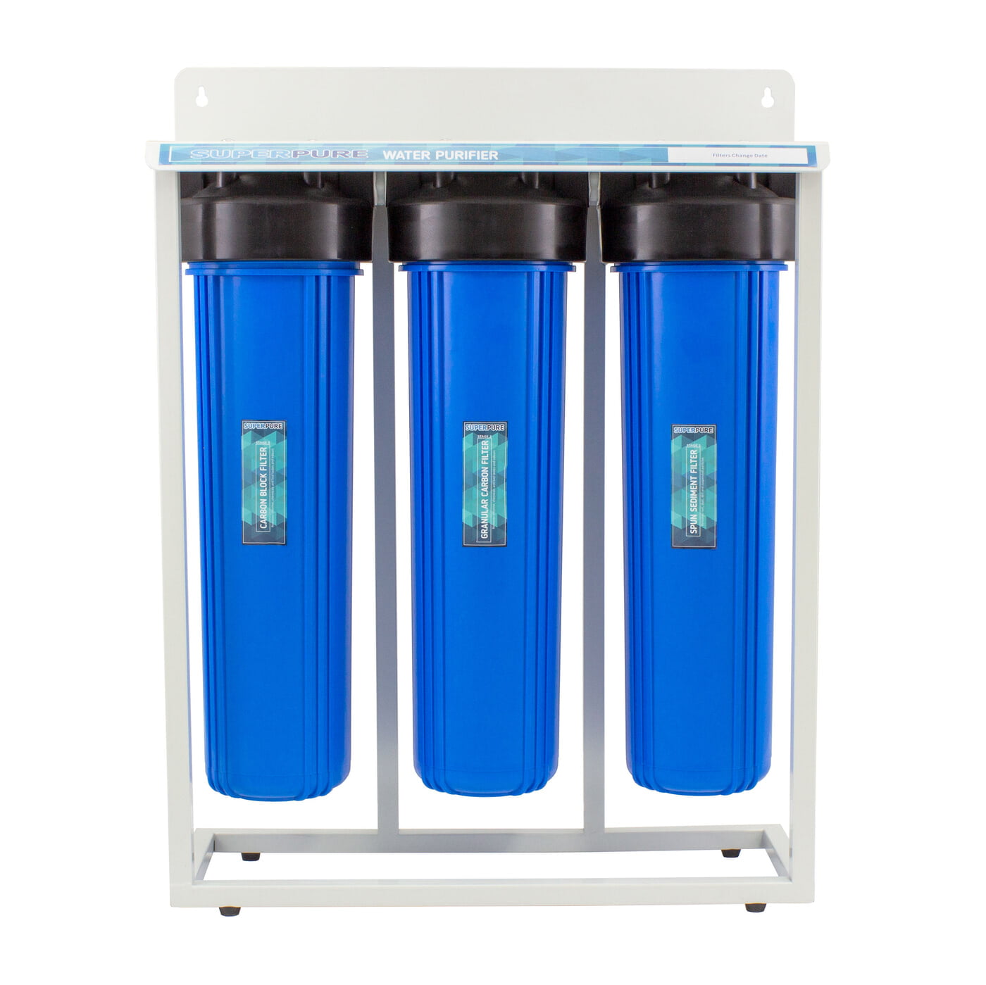 SUPERPURE 3-Stage Whole House Water Filtration System on Stand Plus Complete UV 55W 1'' Port