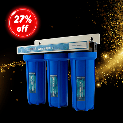 SUPERPURE 1/2 inch Direct Fit 3-Stage Under Counter Unit with Granular Activated Carbon & Carbon Block Filter