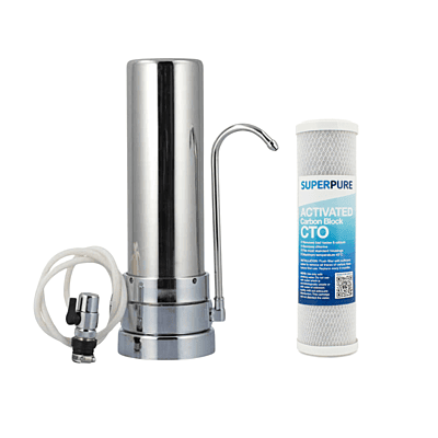 SUPERPURE Stainless Steel Counter-top Unit with Carbon Block Filter