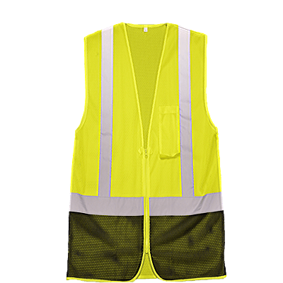 Class 2,Lime green,Black bottom front, Chest Pocket. Sizes