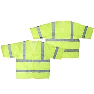 Yellow mesh, reflective tape, velcro, no pockets, class III