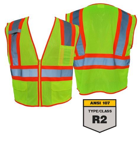 SV88SE by Seattle Glove, is a class 2, FR treated safety vest with three outside pockets