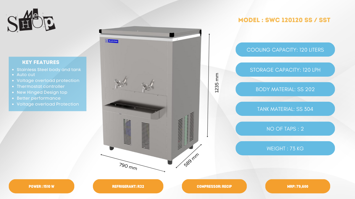 Blue Star Storage Water Cooler SWC Series-SWC120120SST Blue Star Storage Water Cooler SWC Series-SWC120120SST