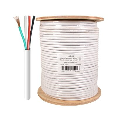 Speaker Wire In Wall 14/4 BC/Ofc 500Ft White Speaker Wire In Wall 14/4 BC/Ofc 500Ft White