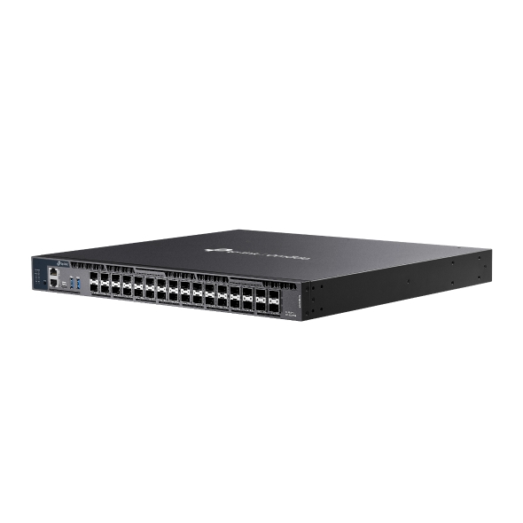 Omada 26-Port 10G Stackable L3 Managed Aggregation Switch with 6 25G Slots Omada 26-Port 10G Stackable L3 Managed Aggregation Switch with 6 25G Slots