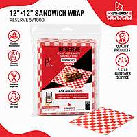 Sandwich Wrap 12"×12" Rd&Wht Reserve 5/1000