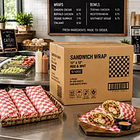 Sandwich Wrap 12"x12" Red&Wht 5/1000