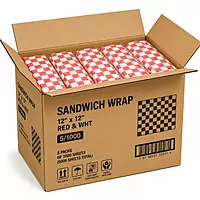 Sandwich Wrap 12"x12" Red&Wht 5/1000