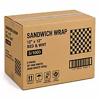 Sandwich Wrap 12"x12" Red&Wht 5/1000