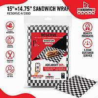 Sandwich Wrap 15"×14.75" Blk&Wht Reserve 4/1000