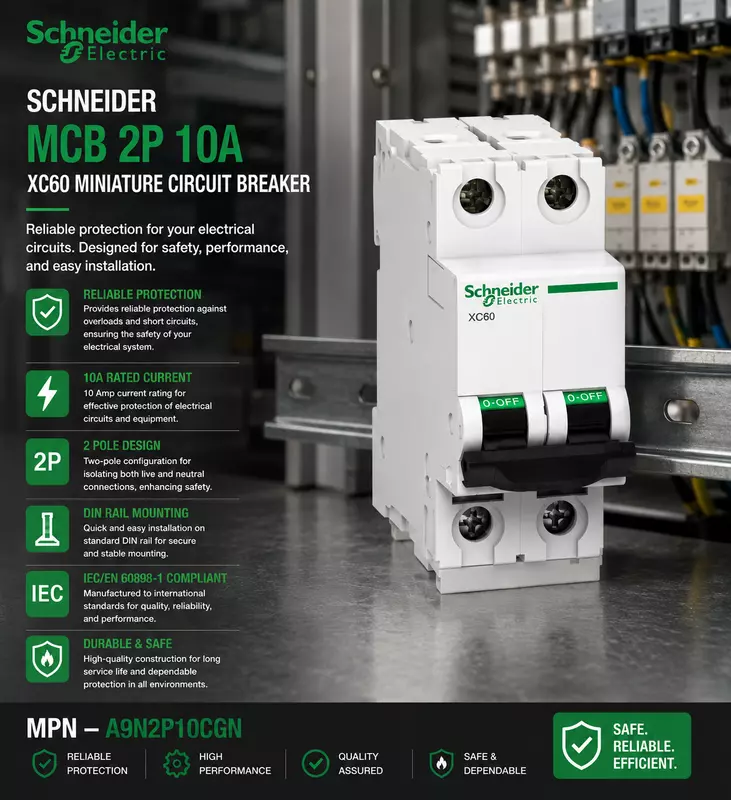 Schneider MCB 2P 10A XC60