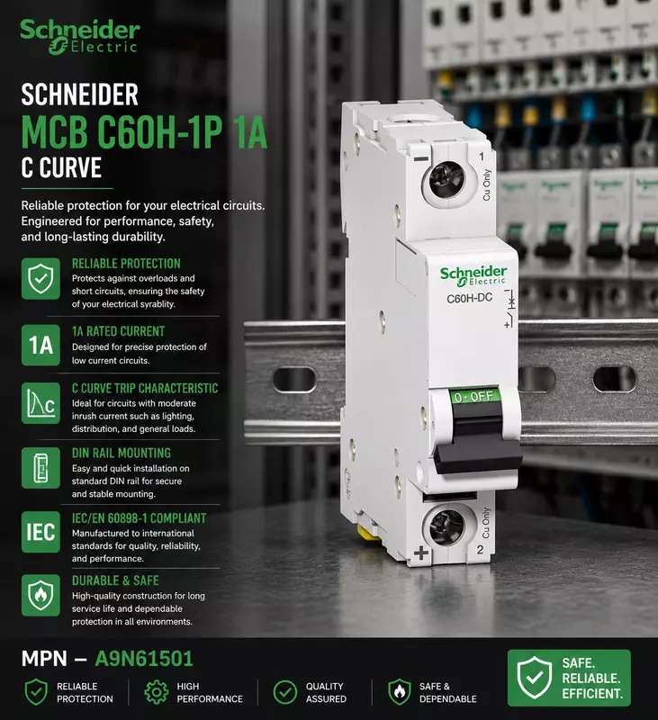 Schneider MCB C60H-1P- 1A -C Curve