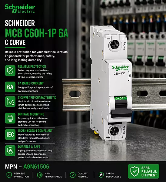 Schneider MCB C60H-1P- 6A-C Curve